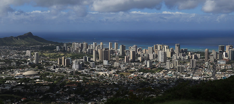 Honolulu skyline with Diamond Head in the distance